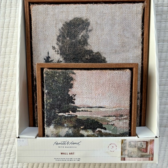 Hearth & Hand with Magnolia Landscape Burlap Wall Art Set, 2 Pieces NWT - Picture 2 of 14